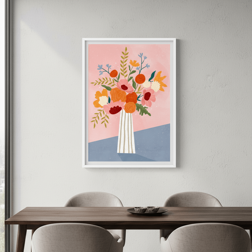 Line Vase with Flowers by Bea Muller wall - art - picture - poster