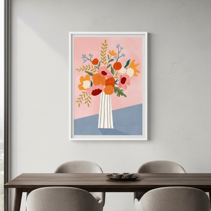 Line Vase with Flowers by Bea Muller wall - art - picture - poster