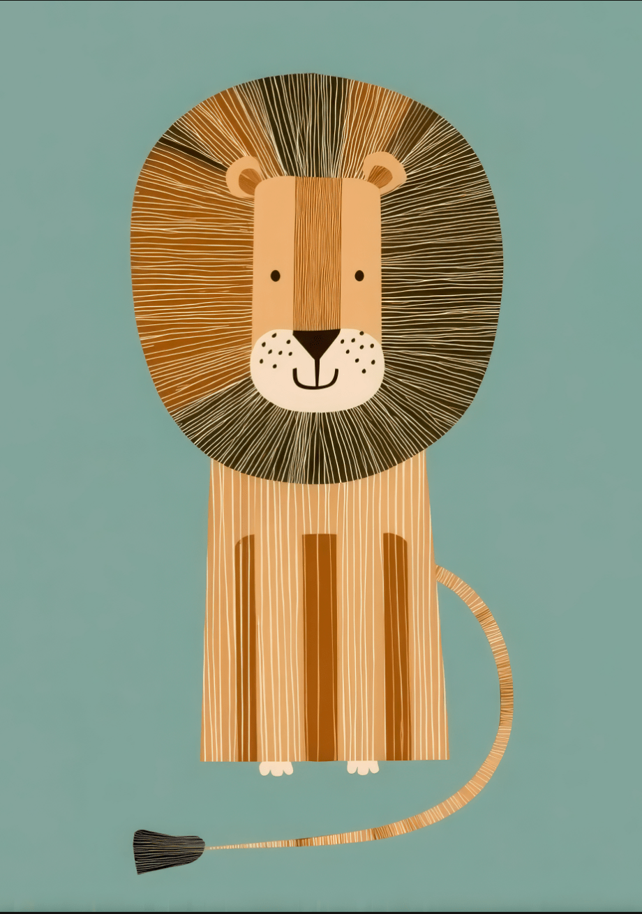 Lion Children's Nursery Wall Art Print.frame