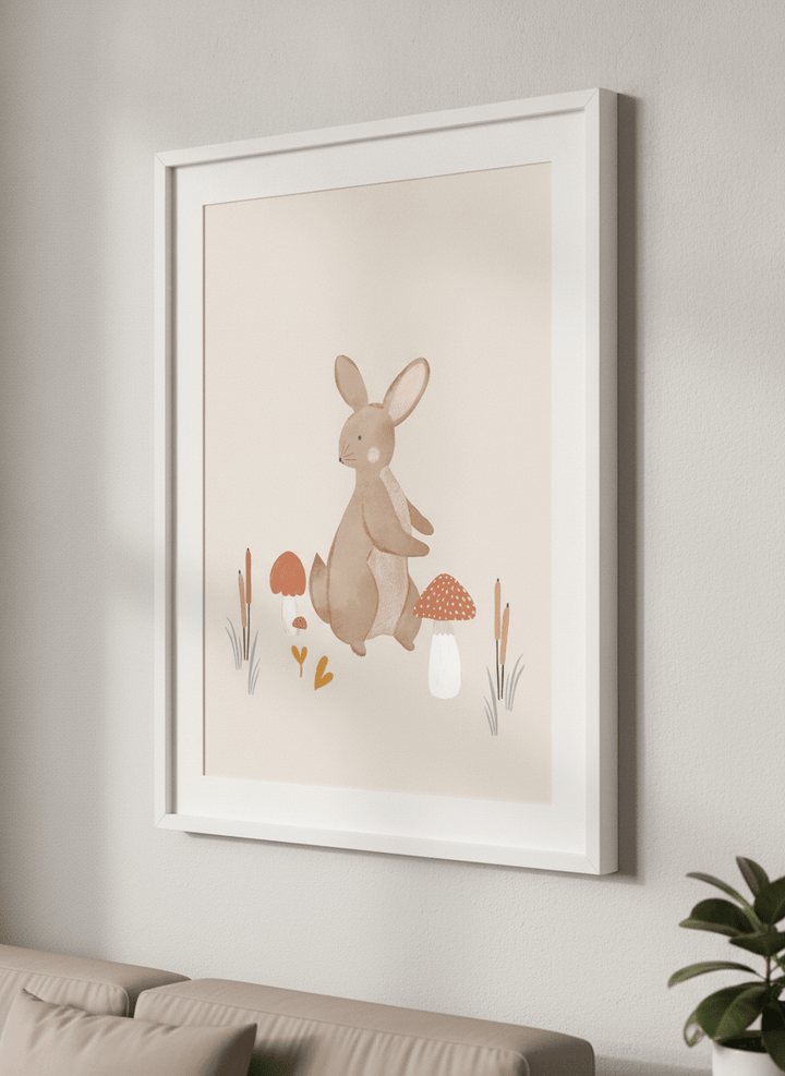 Modern wall art styled above a sofa in a neutral living room