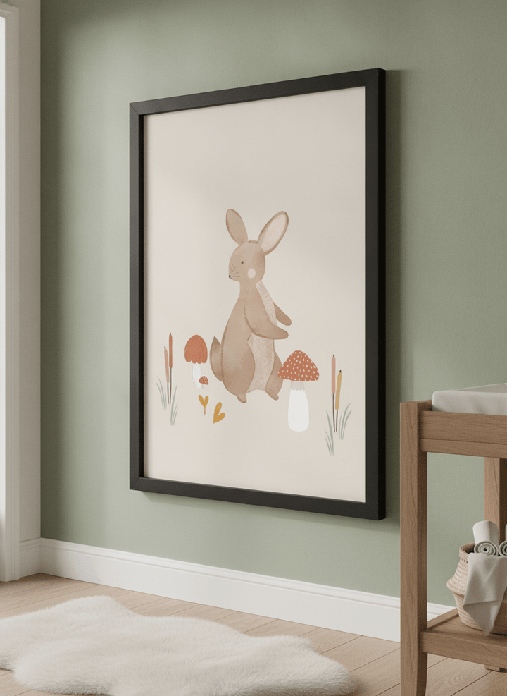 Soft neutral wall art styled in a serene nursery with pastel tones