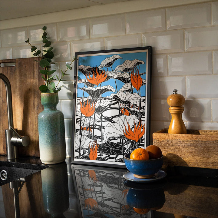 Livin LaVida Lotus Blau by Lisa Goebel wall - art - picture - poster