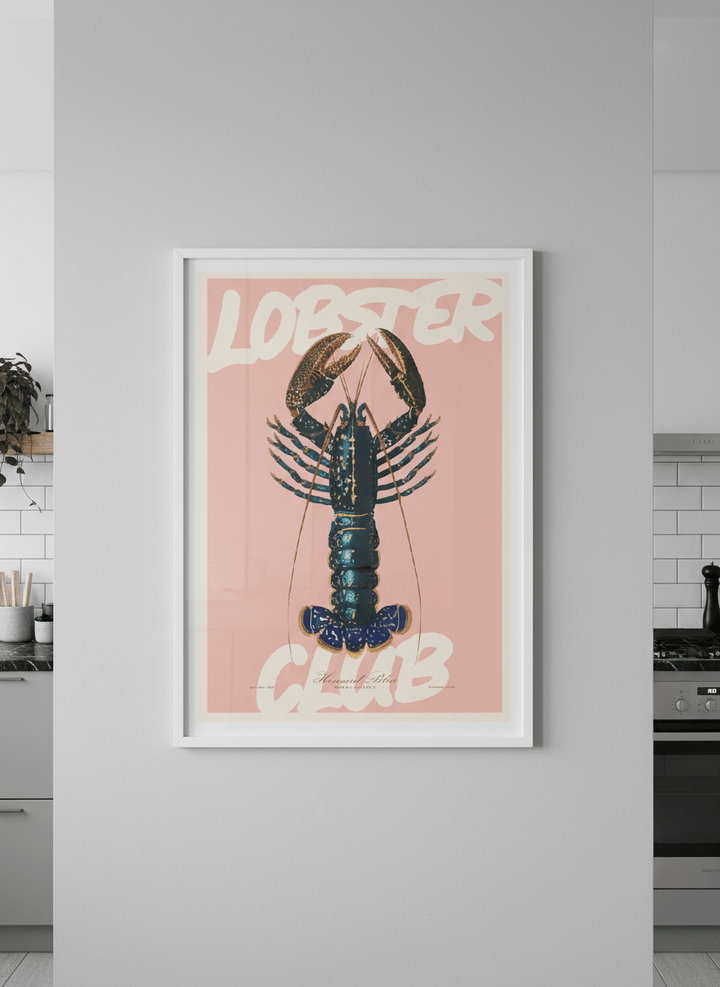 Artwork styled on the wall of a bright modern kitchen