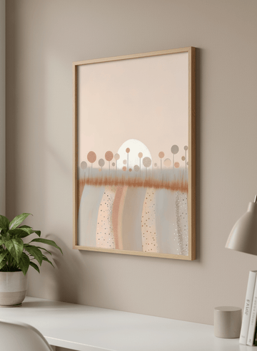 Contemporary wall art featured in a bright modern office workspace