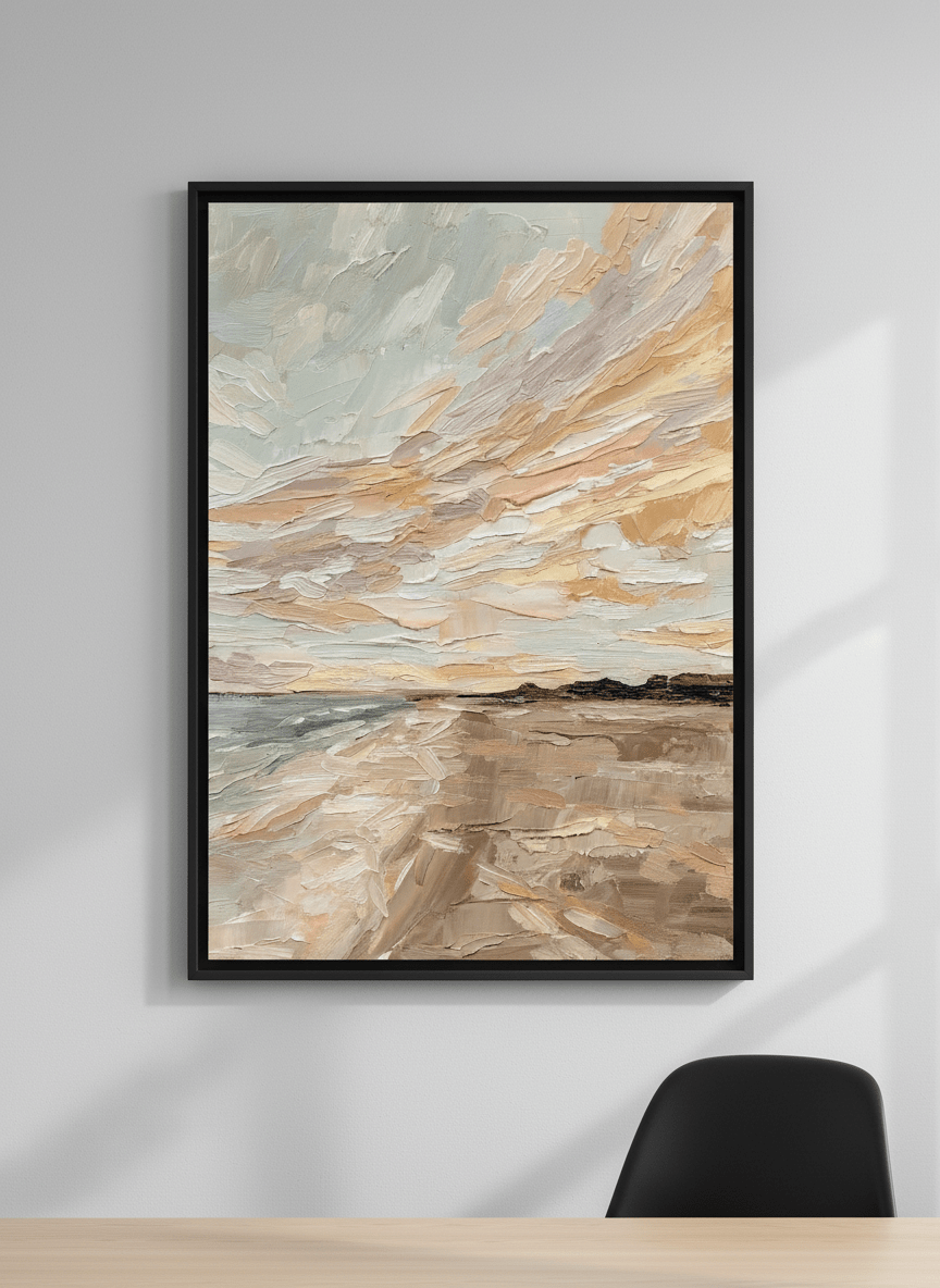 Contemporary wall art featured in a bright modern office workspace