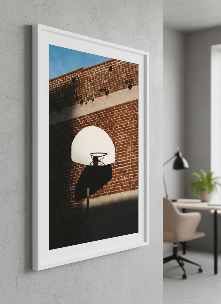 Contemporary wall art featured in a bright modern office workspace