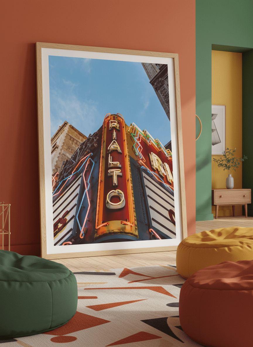 Bold wall art styled in a colourful, eclectic modern home