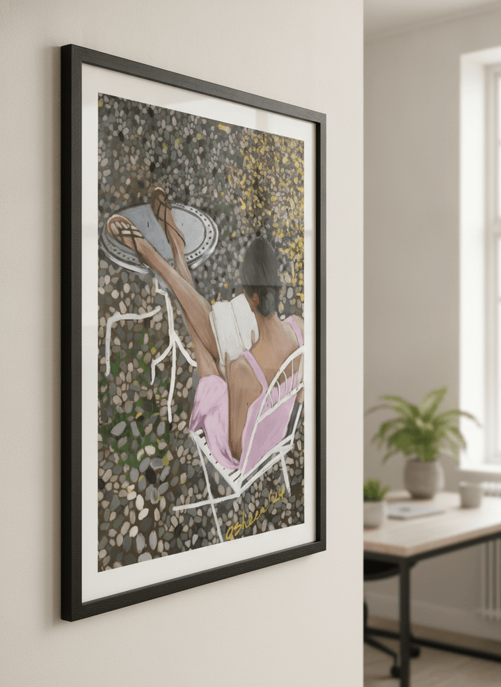 Contemporary wall art featured in a bright modern office workspace