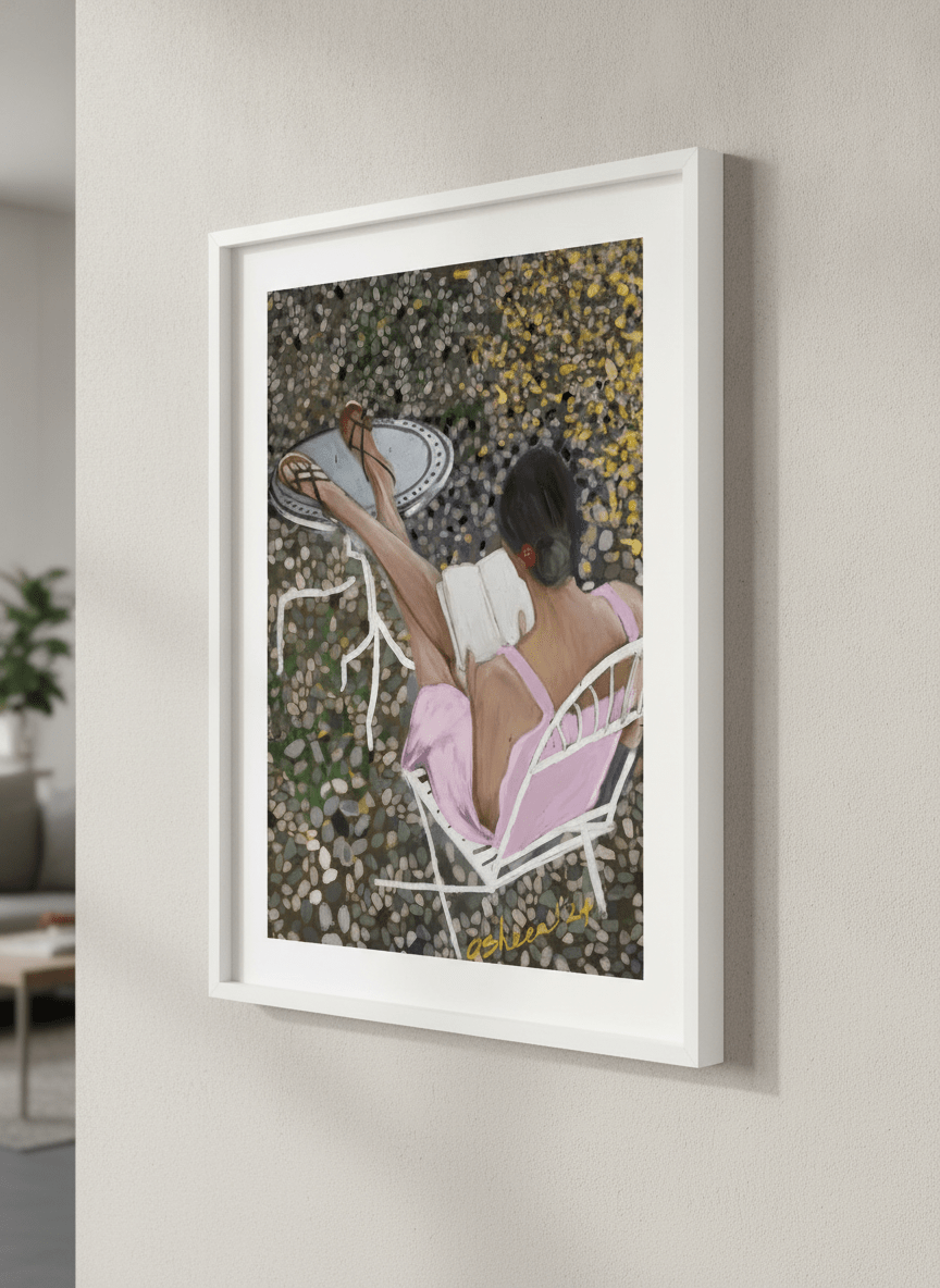 Modern wall art styled above a sofa in a neutral living room