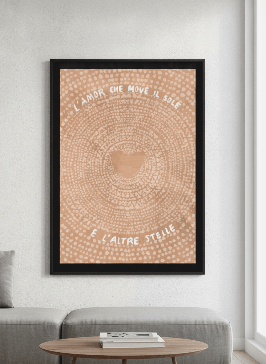 Modern wall art styled above a sofa in a neutral living room