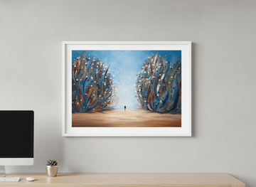 Contemporary wall art featured in a bright modern office workspace
