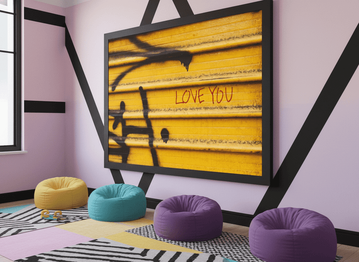 Bold wall art styled in a colourful, eclectic modern home