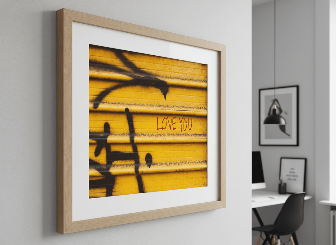 Contemporary wall art featured in a bright modern office workspace