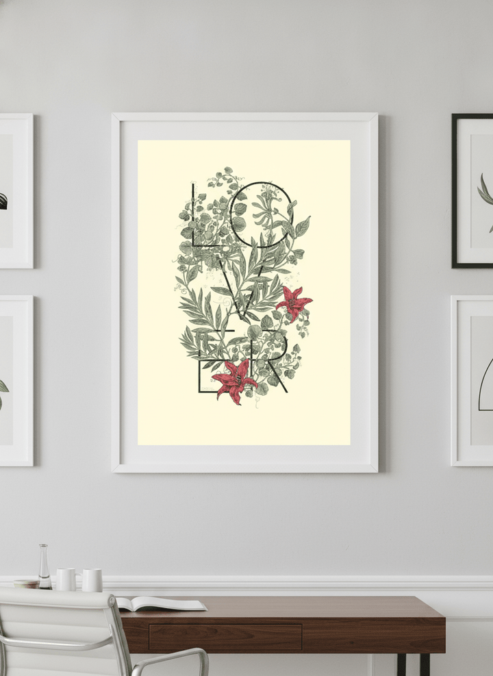 Contemporary wall art featured in a bright modern office workspace