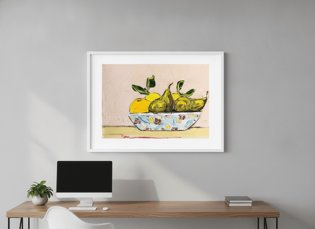 Contemporary wall art featured in a bright modern office workspace