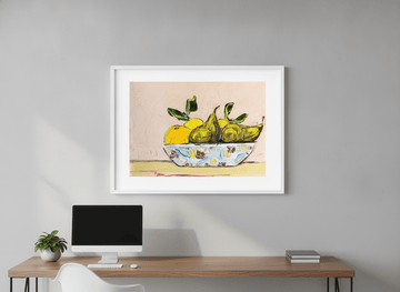 Contemporary wall art featured in a bright modern office workspace