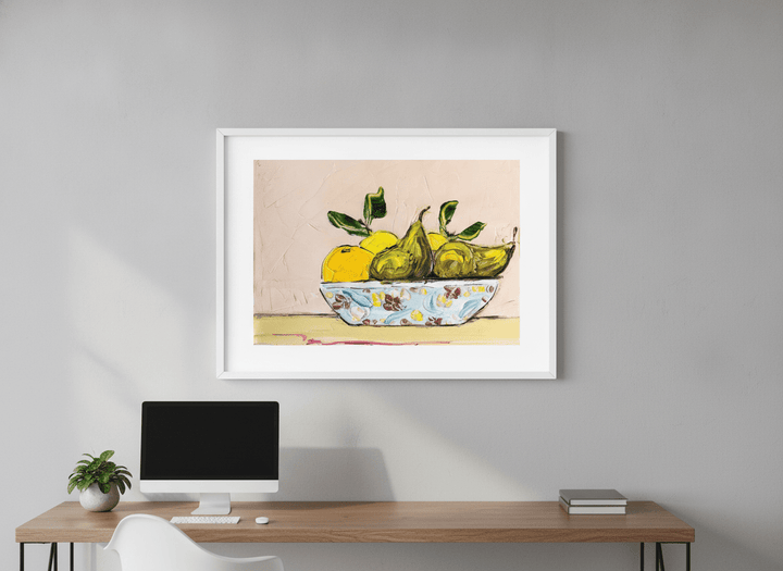 Contemporary wall art featured in a bright modern office workspace