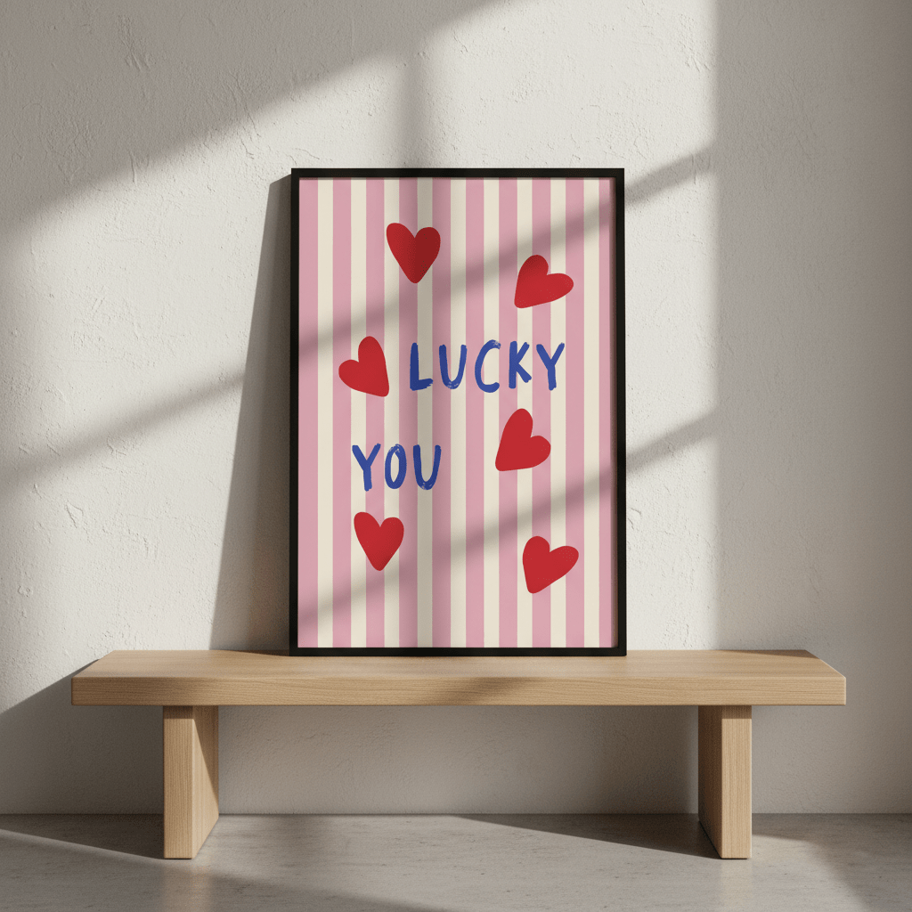 Lucky You Love Heart Print wall - art - picture - poster