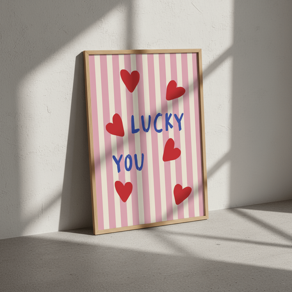 Lucky You Love Heart Print wall - art - picture - poster
