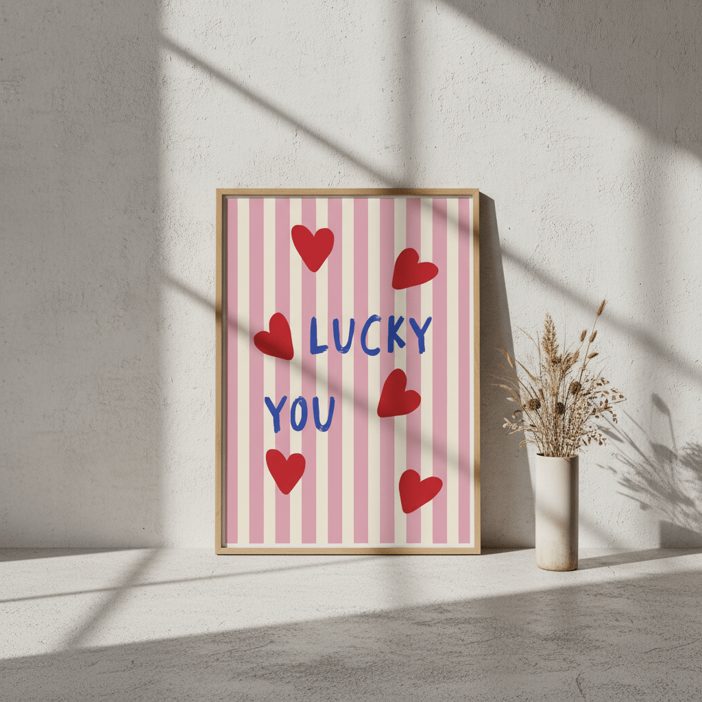 Lucky You Love Heart Print wall - art - picture - poster
