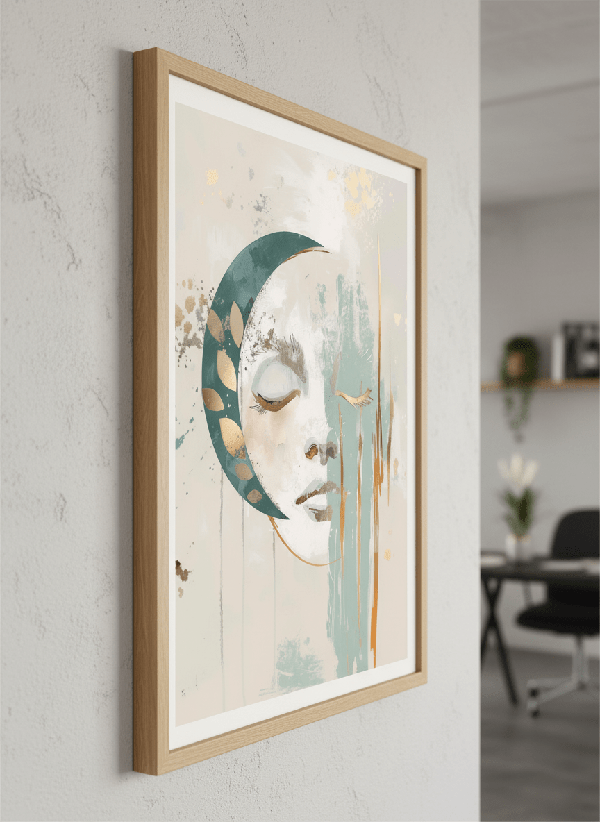 Contemporary wall art featured in a bright modern office workspace