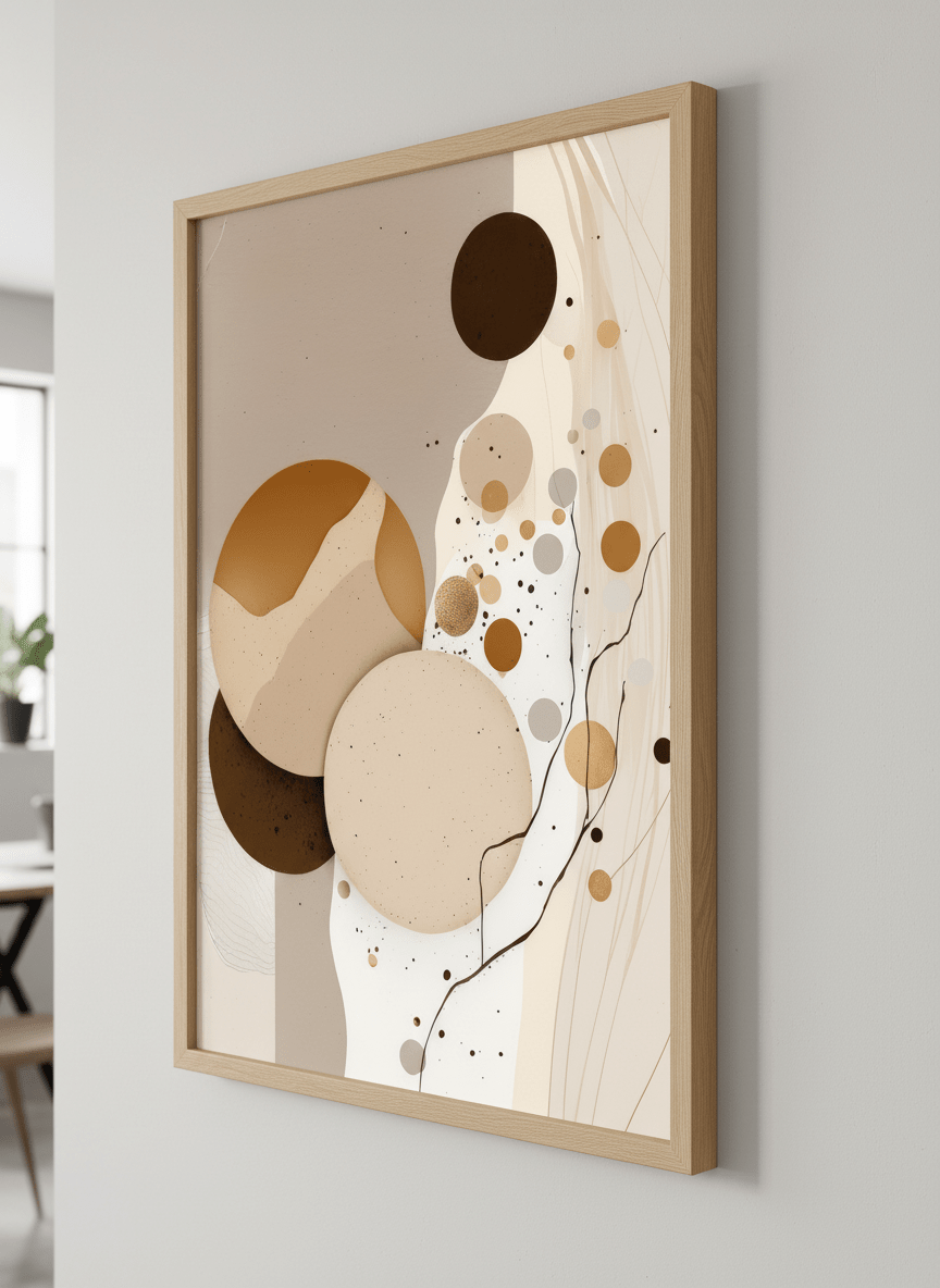Contemporary wall art featured in a bright modern office workspace