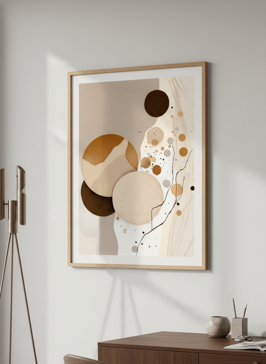 Contemporary wall art featured in a bright modern office workspace