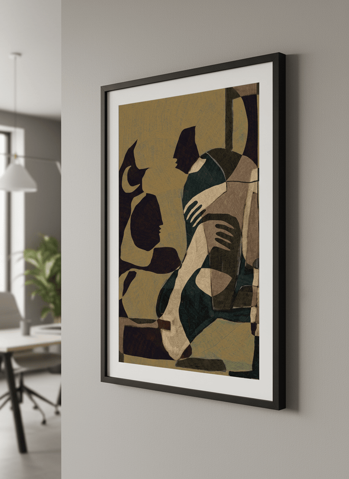 Contemporary wall art featured in a bright modern office workspace