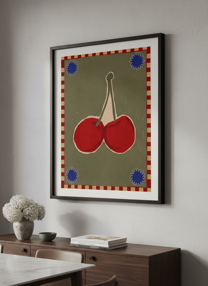Wall art styled above a dining table in a contemporary home
