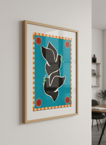 Contemporary wall art featured in a bright modern office workspace