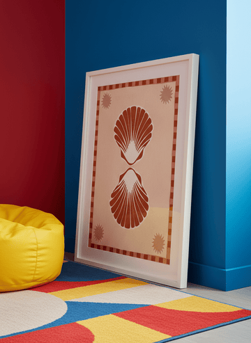 Bold wall art styled in a colourful, eclectic modern home