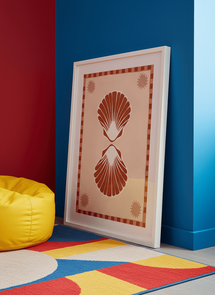 Bold wall art styled in a colourful, eclectic modern home
