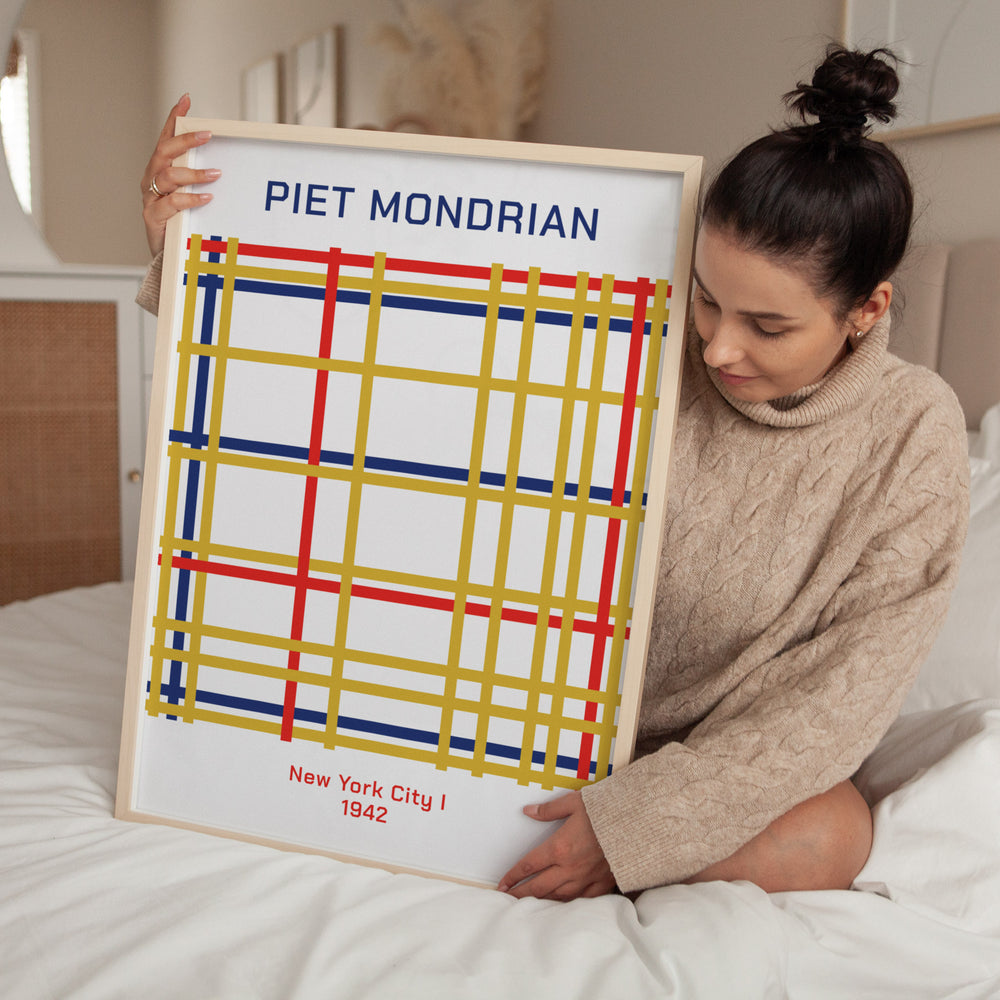 New York City by Piet Mondrian,livingroom,timber border