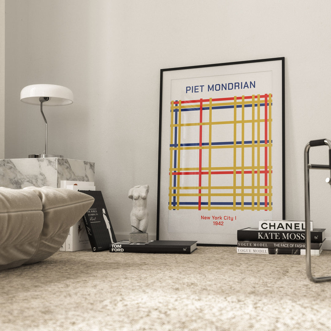 New York City by Piet Mondrian,livingroom,timber border