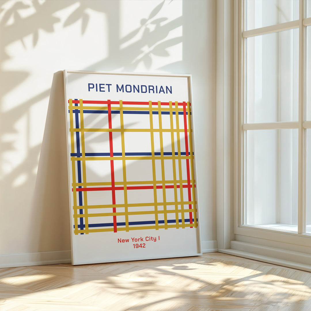 New York City by Piet Mondrian,livingroom,timber border