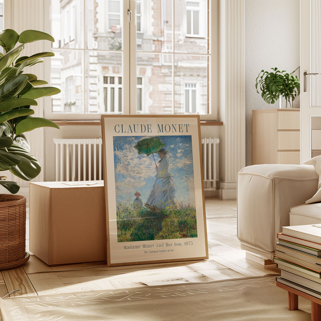 Madame Monet and Her Son by Claude Monet,livingroom,timber border