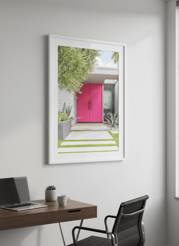 Contemporary wall art featured in a bright modern office workspace