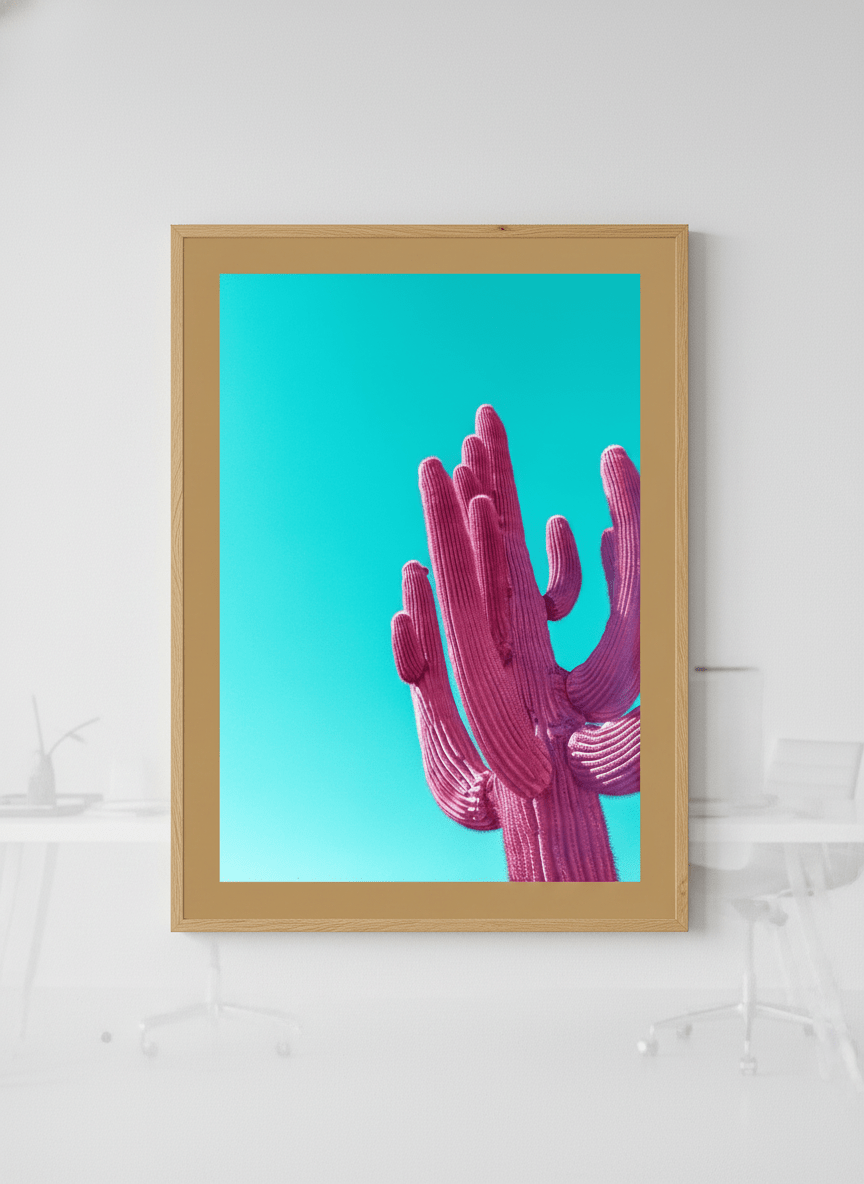 Contemporary wall art featured in a bright modern office workspace