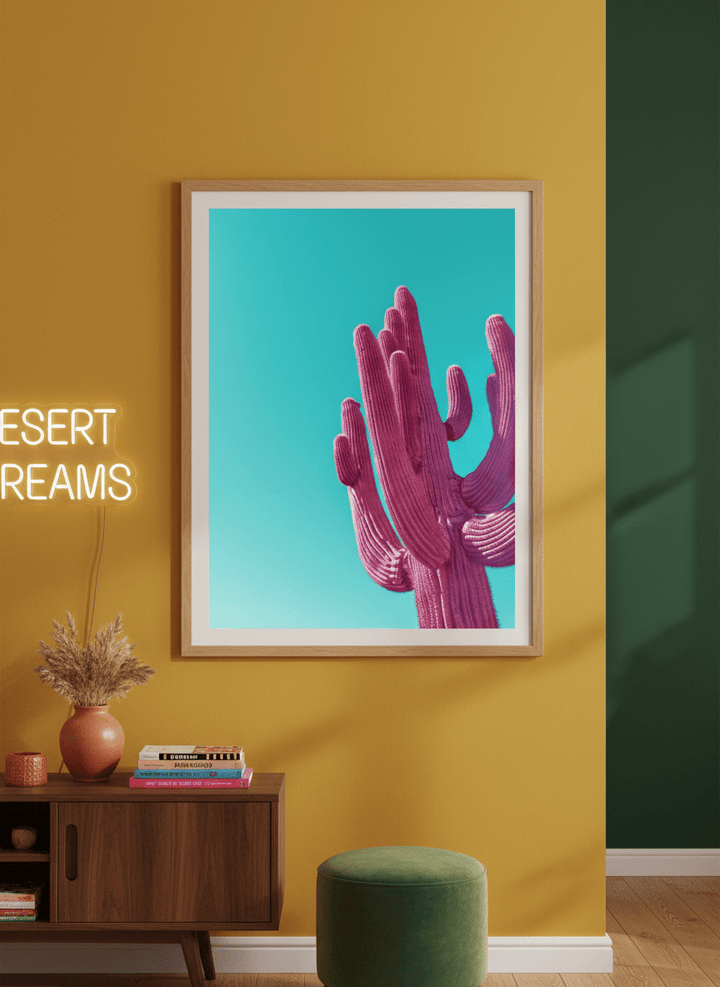 Bold wall art styled in a colourful, eclectic modern home