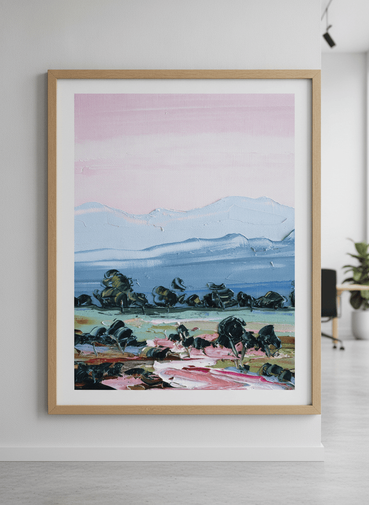 Contemporary wall art featured in a bright modern office workspace