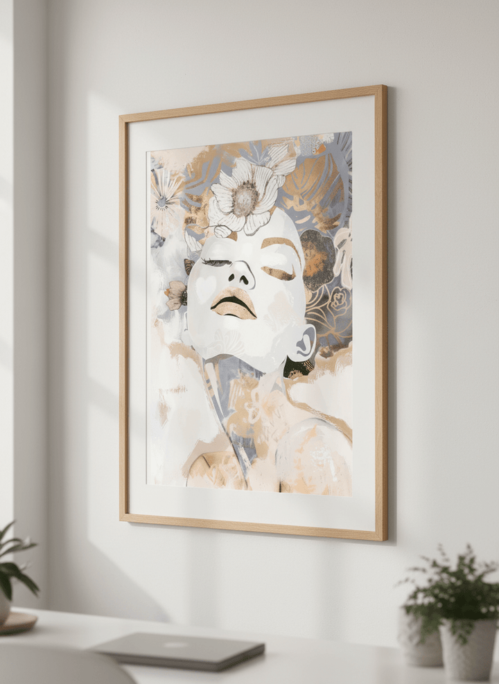 Contemporary wall art featured in a bright modern office workspace