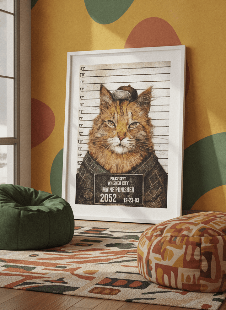 Bold wall art styled in a colourful, eclectic modern home