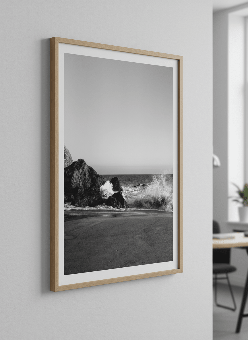 Contemporary wall art featured in a bright modern office workspace