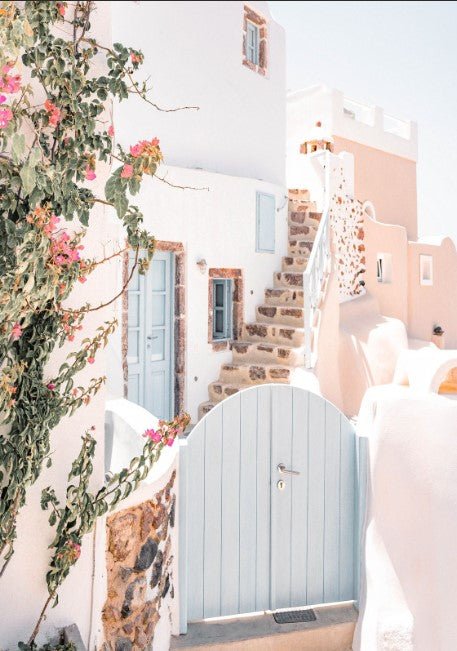 Mamma Mia Pink House in Santorini Island Wall Art