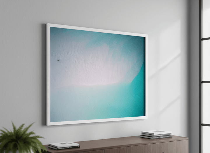 Contemporary wall art featured in a bright modern office workspace