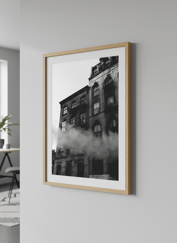 Contemporary wall art featured in a bright modern office workspace