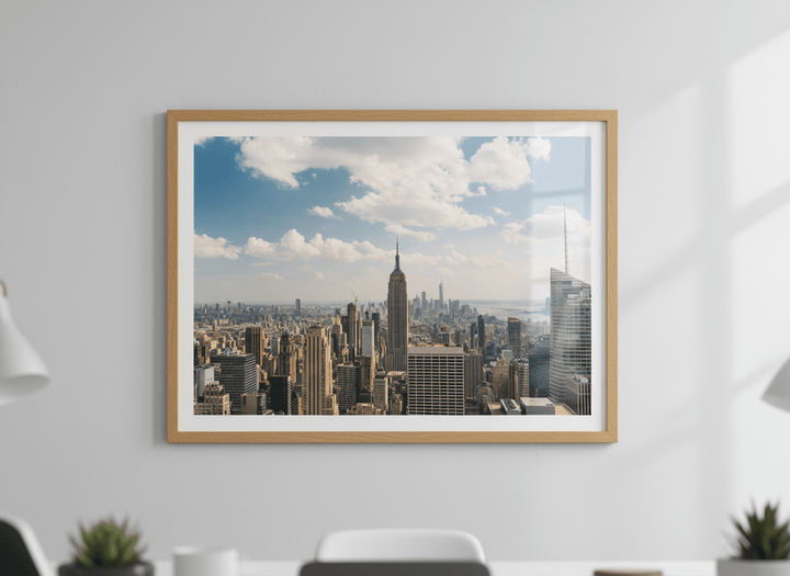 Contemporary wall art featured in a bright modern office workspace