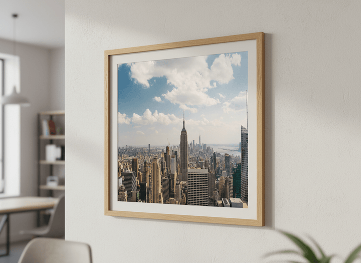 Contemporary wall art featured in a bright modern office workspace