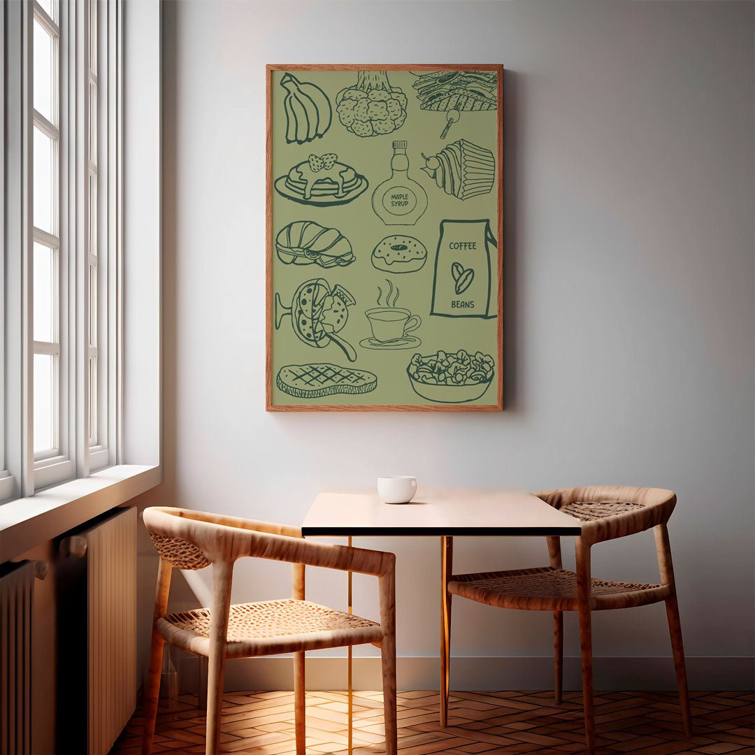 Maple Syrup Coffe Beans Snaks Food Green Wall Art - Style My Wall