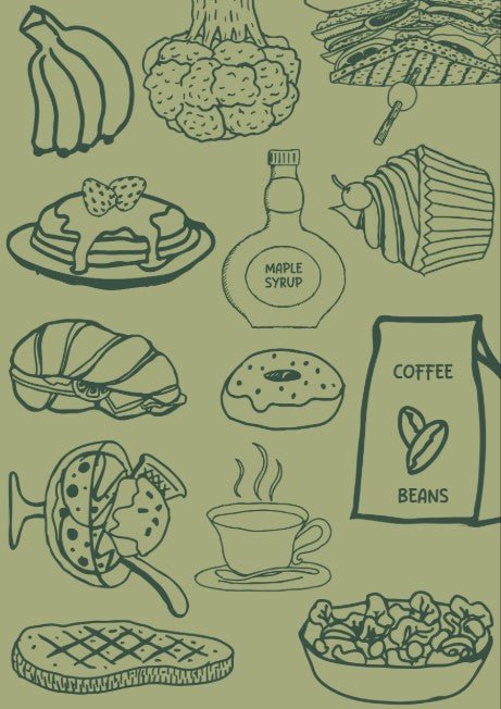 Maple Syrup Coffe Beans Snaks Food Green Wall Art